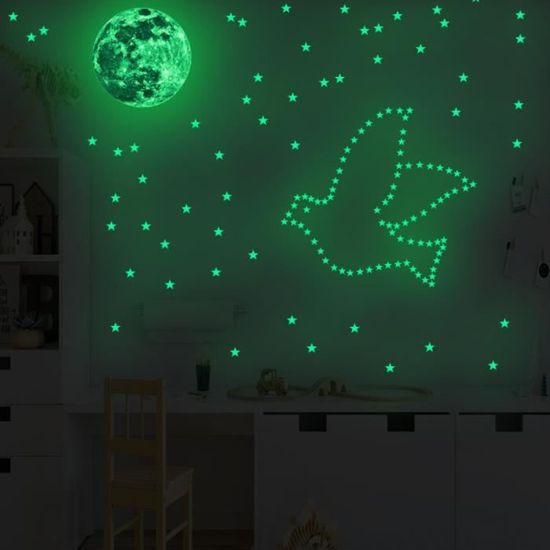 ILOVEDIY 40/100Pcs Ajourée Muraux Etoiles Phosphorescentes Autocollantes Plafond Glow Lumineux Fluorescents Déco Pépinière Chambre de Bébé Enfant