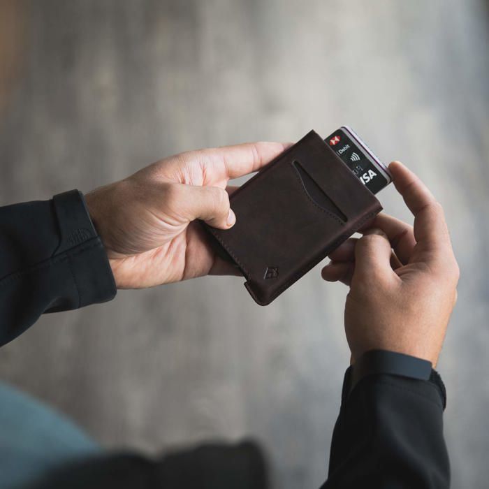 Porte-cartes Slim En Cuir Marron Pour Homme - Id, Cartes De Crédit, étui De Poche, Neuf Sans étiquettes