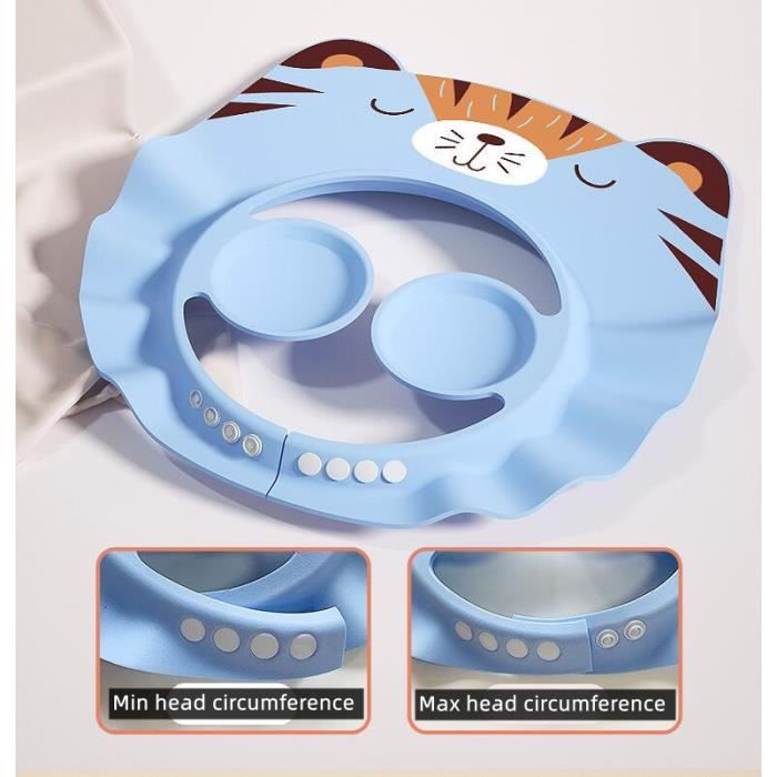 Lot De 3 Bonnets De Protection Pour Bain Bébé - Visière Souple En EVA, Réglable 30-53 Cm - Protège Yeux/oreilles Pendant Shampooing - 11