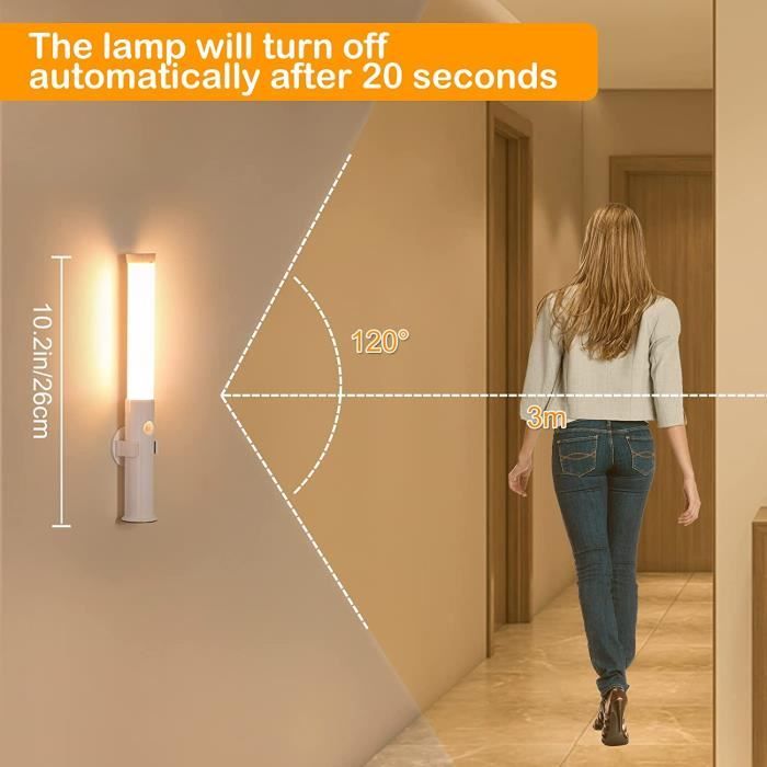 Applique Murale Interieur avec Détecteur de Mouvement 5W LED Lampe Murale  Sans Fil avec Interrupteur,USB Rechargeable Veilleu[O305] - Cdiscount Maison
