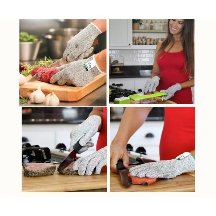Acheter PDTO 1 paire de gants résistants aux coupures de niveau 5 pour la  découpe de verre de cuisine et la protection de sécurité