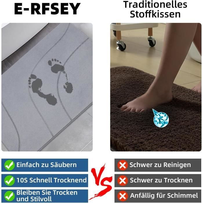 Tapis De Bain En Pierre De Diatomite - Absorbant, Antidérapant, Séchage Rapide - 43x80 Cm - Gris Foncé - 7