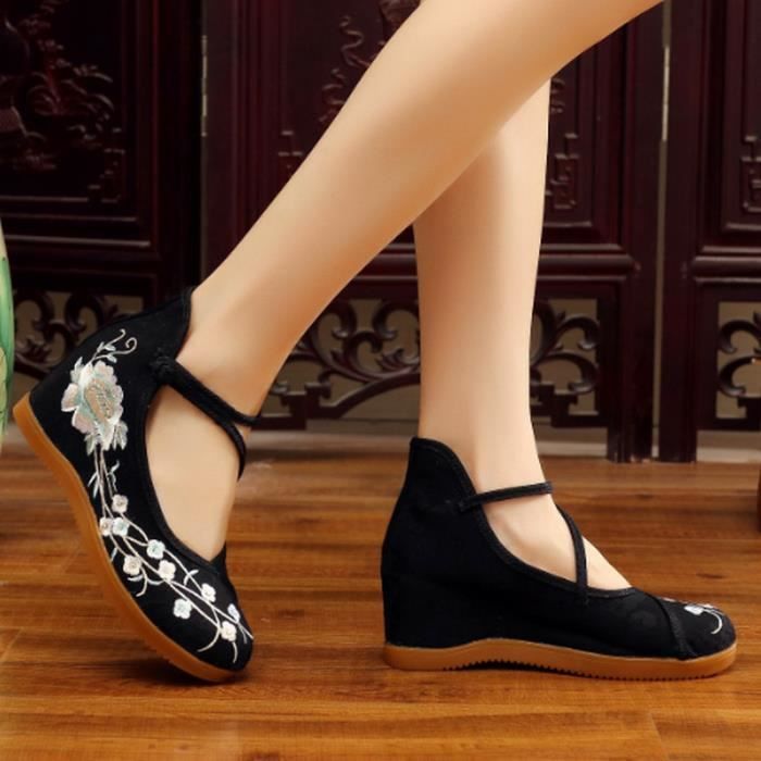 Escarpin Femmes GJ Vintage Confortable Chaussures de style national Talon haut Noir Achat Vente Escarpin Femmes GJ Vintage Confortable Chaussures de style national Talon haut Noir pas cher Cdiscount