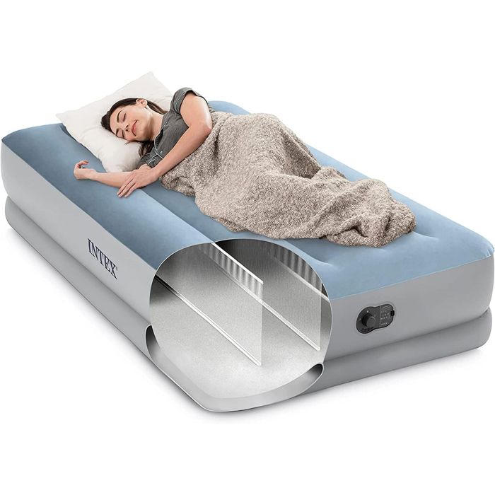 Intex Matelas gonflable - 1-Person - 99 x 191 x 46 cm - Gris - Avec