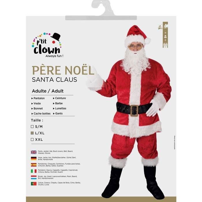 Pere Noel 1m50 Bonnet Père Noël KONVINIT Pour Enfant - Rouge Peluche - Taille 3-10 Ans - Cadeau De Noël Chaleureux Déguisement Noël