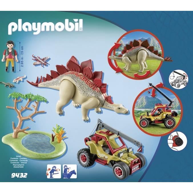 PLAYMOBIL 9432 - Dinos - Explorateur Avec Véhicule et Stégosaure