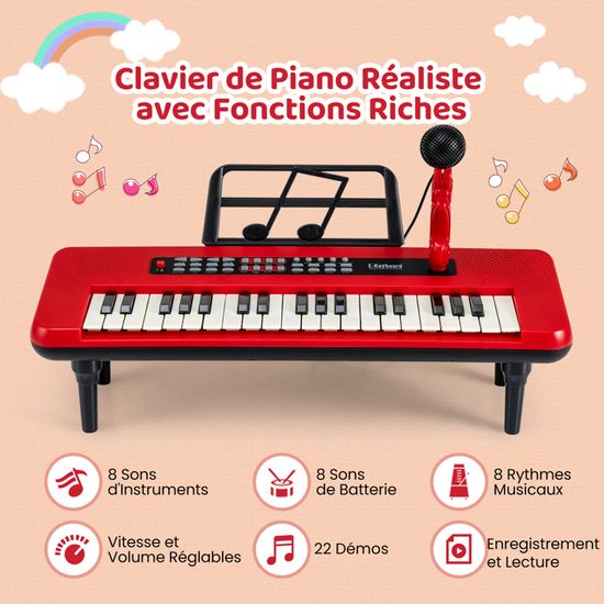 Clavier Électronique 37 Touches Be A Stage Star Pour Enfant Avec Micro, Lumière LED Et Tabouret
