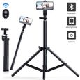 Trépied JEEMAK caméra/smartphone - 25-160cm Extensible Aluminium - Bluetooth télécommande - Pivotante 360° pour voyage/Vlog-0
