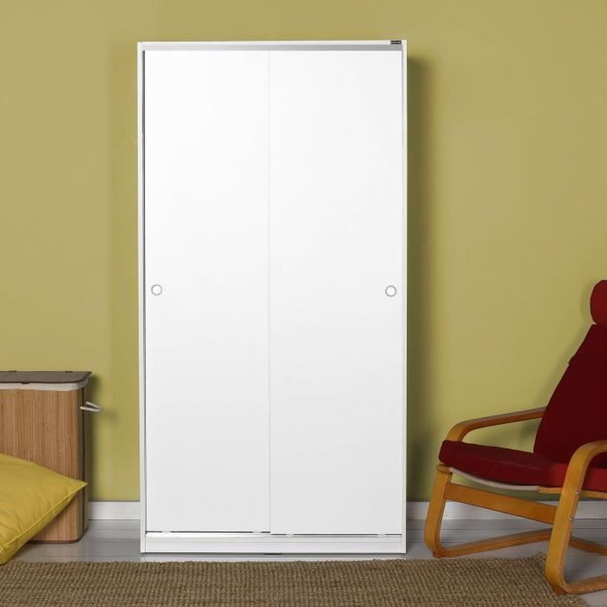 Armoire penderie à portes coulissantes 2 étagères blanc SOPHIE Cdiscount Maison