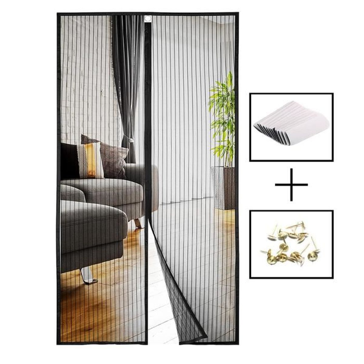Moustiquaire moustiquaire rideau de porte rideau magnétique protection des  coins de porte de balcon 120*240CM