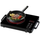 DARMOWADE Plaque Vitrocéramique 3500W, Plaque Électrique Portable avec Minuterie,Commande Bouton, Cuisson Sans Flamme, Noir
