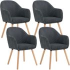 WOLTU Chaise de Salle à Manger Lot de 4, Chaise Cuisine Ergonomique en Velours Côtelé, Pieds en Bois Massif, Gris Foncé W0ATT0208-4