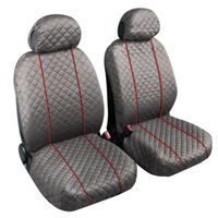 Housses de siège avant en tissu de coton piquées - gris clair rayure rouge