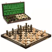 Jeu d'échecs en bois AMAZINGGIRL - Echiquier classique - Pièces sculptées - Pour adulte et enfant - 42 x 42 cm
