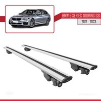 Pour BMW 5 Series Touring (G31) 2017-2023 HOOK Barres de Toit Railing Porte-Bagages de voiture Avec verrouillable Alu Gris