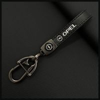 Petite Maroquinerie et Accessoire,Porte-clés de voiture 3D en métal et cuir,emblème de style de voiture pour Opel - Black[D2936]