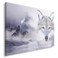 Tableau Décoration Murale Loup Hiver 80x60 cm Impression sur Toile intissee Image Artistique pour la Maison