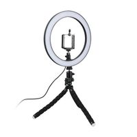 Lampe Selfie/Ring Light (26 cm) avec trépied moulable