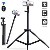 Trépied JEEMAK caméra/smartphone - 25-160cm Extensible Aluminium - Bluetooth télécommande - Pivotante 360° pour voyage/Vlog
