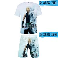 3d print shorts,Final Fantasy VII-ensemble t-shirt à manches courtes pour homme, Short de plage, FF7, imprimé en 3D, à la mode