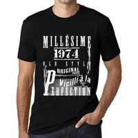 Homme Tee-Shirt Millésime Vieilli À La Perfection 1974 49 Ans T-Shirt Cadeau 49e Anniversaire Vintage Année 1974 Noir