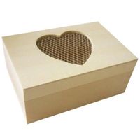 Boîte en bois rectangulaire - coeur avec grillage - 12 x 8 x 5,5 cm