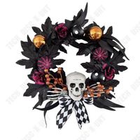 TD® Couronne de crâne d'Halloween 50*50 cm Couronne décorative de crâne accessoires d'horreur porte suspendue pour Halloween