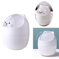 LOVIVER Mini Poubelle De Bureau Avec Couvercle - Blanche, 4L, Design Ours Mignon