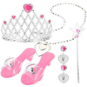 Chaussures Princesse Fille à Talon Paillettes - Escarpins Cosplay Mariage Fête Avec Nœud Strass