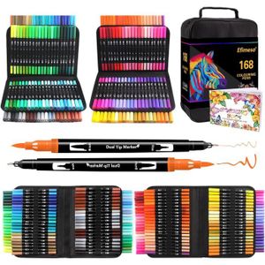 Marqueurs Artistro Double Pointe - 100 Couleurs - Pointe Pinceau Et Pointe Fine 0,4 Mm - Pour Adultes, Bullet Journal Et Livres De Coloriage