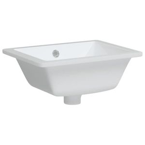 LAVABO - VASQUE Évier salle de bain rectangulaire en céramique blanc DRFEIFY 39x30x18,5 cm avec trou de trop-plein