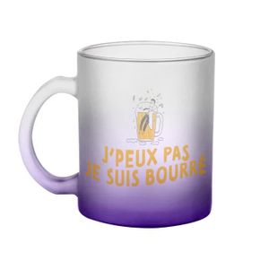 OBJET DÉCORATIF Mug en Verre Violet - J'Peux Pas Je Suis Bourré Ap