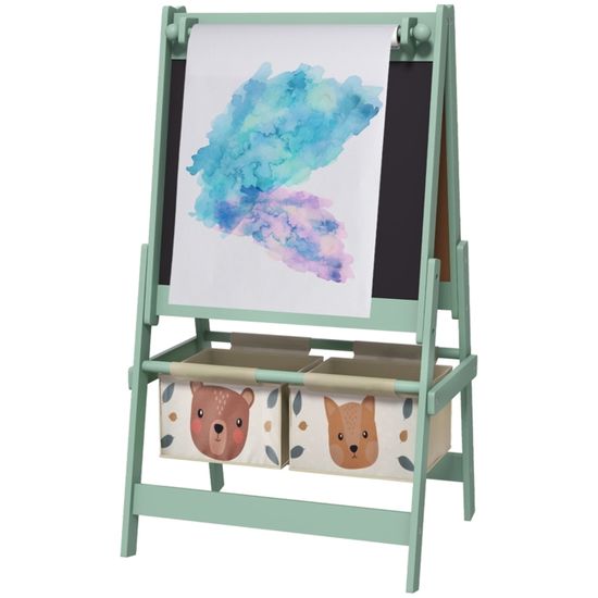 3 En 1 Chevalet D'art Enfant Avec Tableau Noir Et Blanc Magnétique