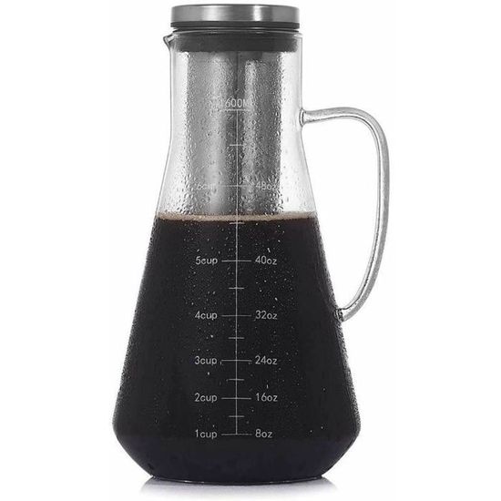 Adagio Teas Pichet à Thé Glacé Hermétique 2 Litres - Infuseur En Vrac Sans BPA Noir