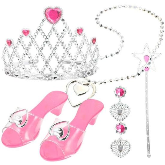 Robe de princesse à talons pour petites filles Rose Chaussures pour  tout-petits Bijoux pour enfants de