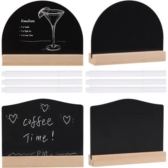10 Mini Ardoises Avec Support Bois - Tableau Message Effaçable 17x8,5cm - Déco Maison, Bureau, Mariage, Anniversaire