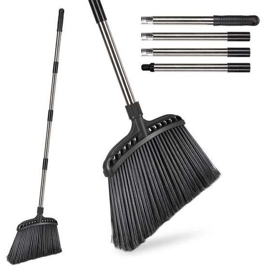 Balai De Jardin Robuste Avec Manche En Bois 120cm - Poils Rigides Naturels - Tête 45.7cm - Pour Terrasses, Allées, Cours