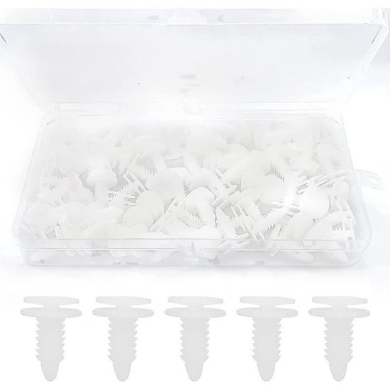 50 Clips De Fixation Voiture - Rivets Plastique Pour Carrosserie, Pare-chocs, Ailes (Compatible Peugeot Citroën C3 C4 C5 Etc.)