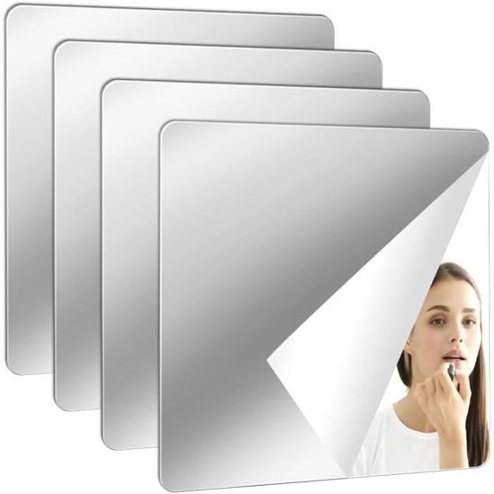20x20 IKEA 4 Miroirs Adhésifs QUIIEOSKIA 20x20cm - Acrylique Clair Pour Salle De Bain/chambre Petit Miroir Adhésif