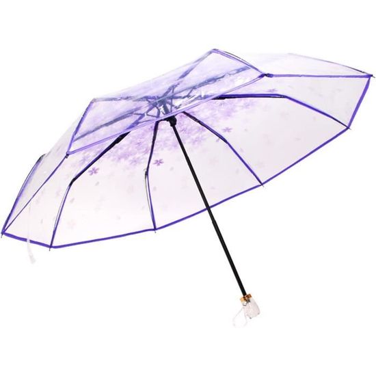 Petit Parapluie De Sac À Dos Pliant, Parapluie Pliant À Trois Plis AntiPluie Transparent