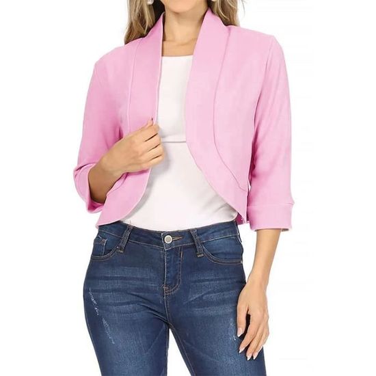 Blazer Femme En Tweed à Carreaux Roses - Veste Classique Printemps/automne Pour Travail, Habillée Ou Décontractée
