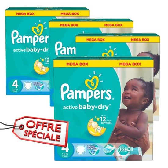 104 Couches Pampers Active Baby Dry taille 4