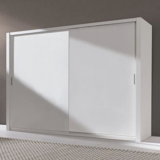 Armoire portes coulissantes ORDU 220 cm blanc Cdiscount Maison