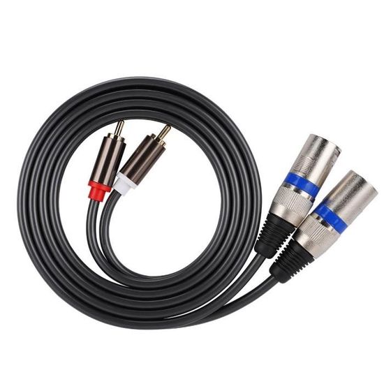 Lot 2 Câbles Qualité Studio WJSTN - Lot De 2 Câbles Adaptateur Audio XLR Mâle Vers RCA Mâle - Câble Blindé 4N OFC 20 AWG - Pour Connexion équipement Pro