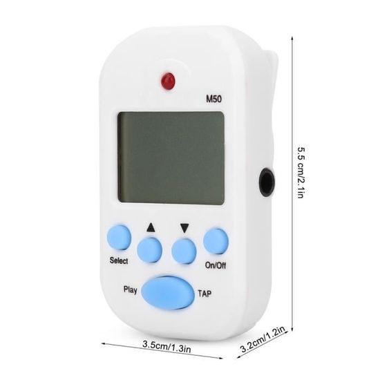 Vvikizy Mini métronome Mini Digital Tap M50 Tempo Metronome Clip Instruments de musique (Blanc Vvikizy Mini métronome Mini Digital Tap M50 Tempo Metronome Clip Instruments de musique (Blanc