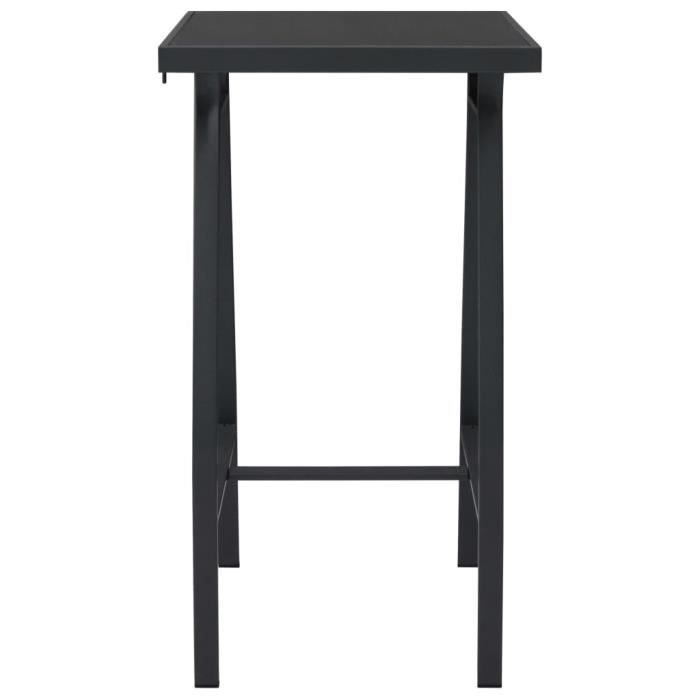 Mode Table de bar de jardin Noir 60x60x110 cm Verre trempé-MEY