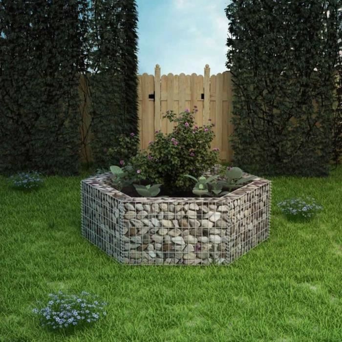 WIPES Jardinière à gabion hexagonale 160 x 140 x 50 cm