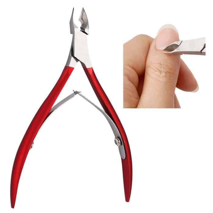Tondeuse à ongles en acier inoxydable Ciseaux de peau morte Callosités Outil de manucure (Rouge)-CHE