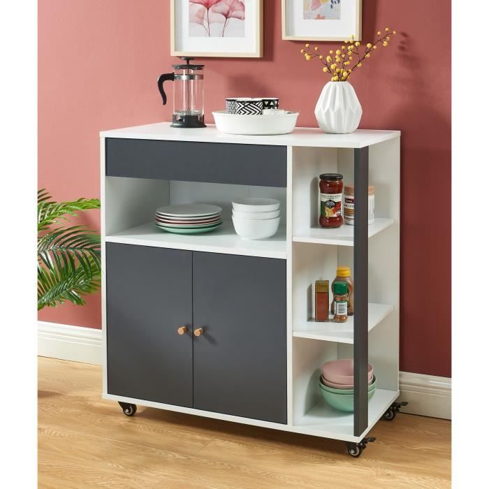 BAÏTA MAX11 Kitchen Trolley, White and Gray, L80cm