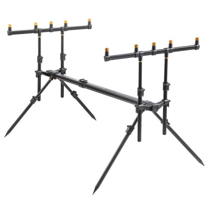 VTK Fishing Legendary CP-5 Rod Pod - Support de Cannes Pro Version 3 et 4 cannes - Aluminium - Stable - Avec sa housse